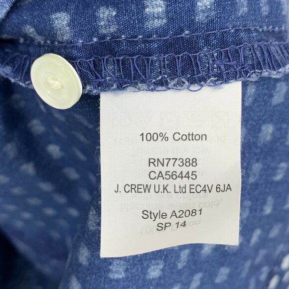 J.CREW Boho Chambray Top Womens Size 2 Blouse Blue Crew Neck Cotton Peasant - Picture 8 of 12